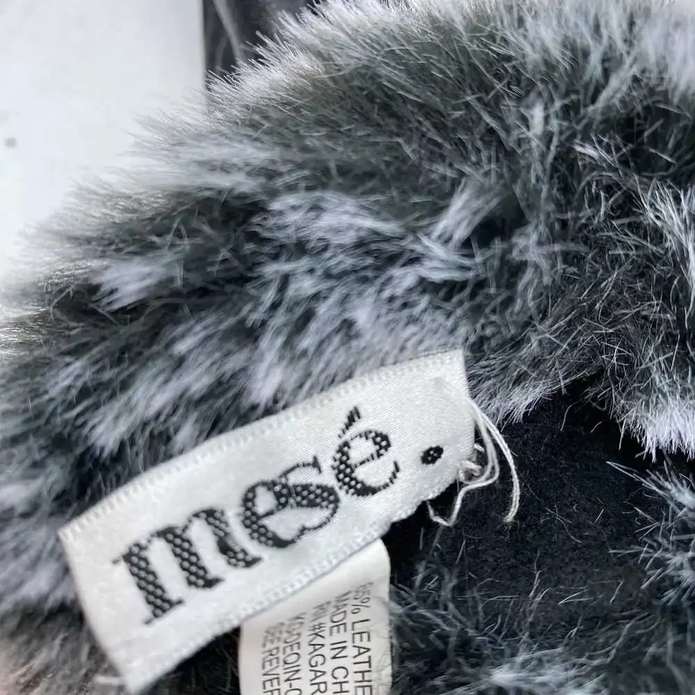 Mese. Black Leather & Faux Fur Gloves | OS Regular
